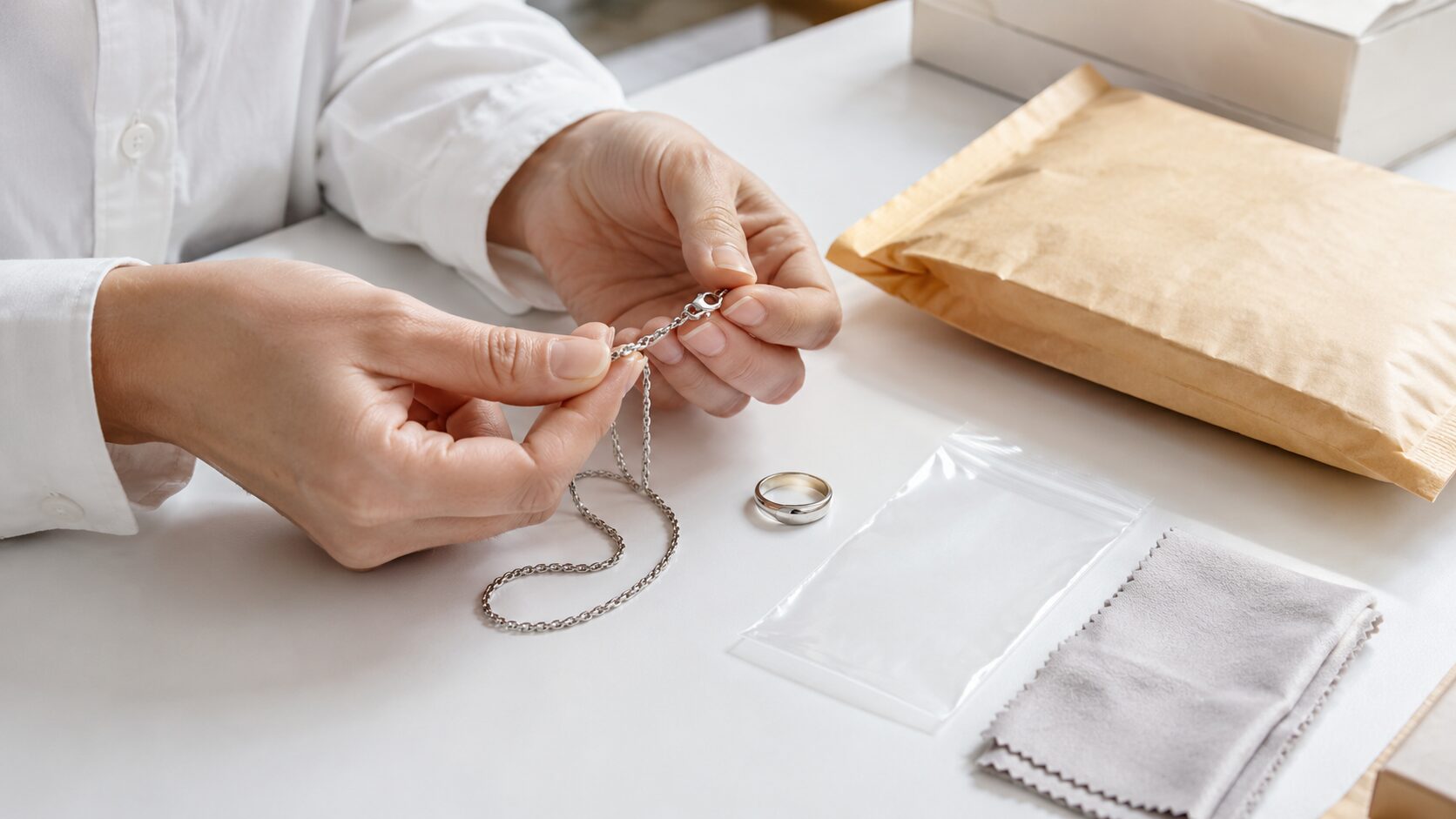 シルバーアクセサリー出荷前チェック
